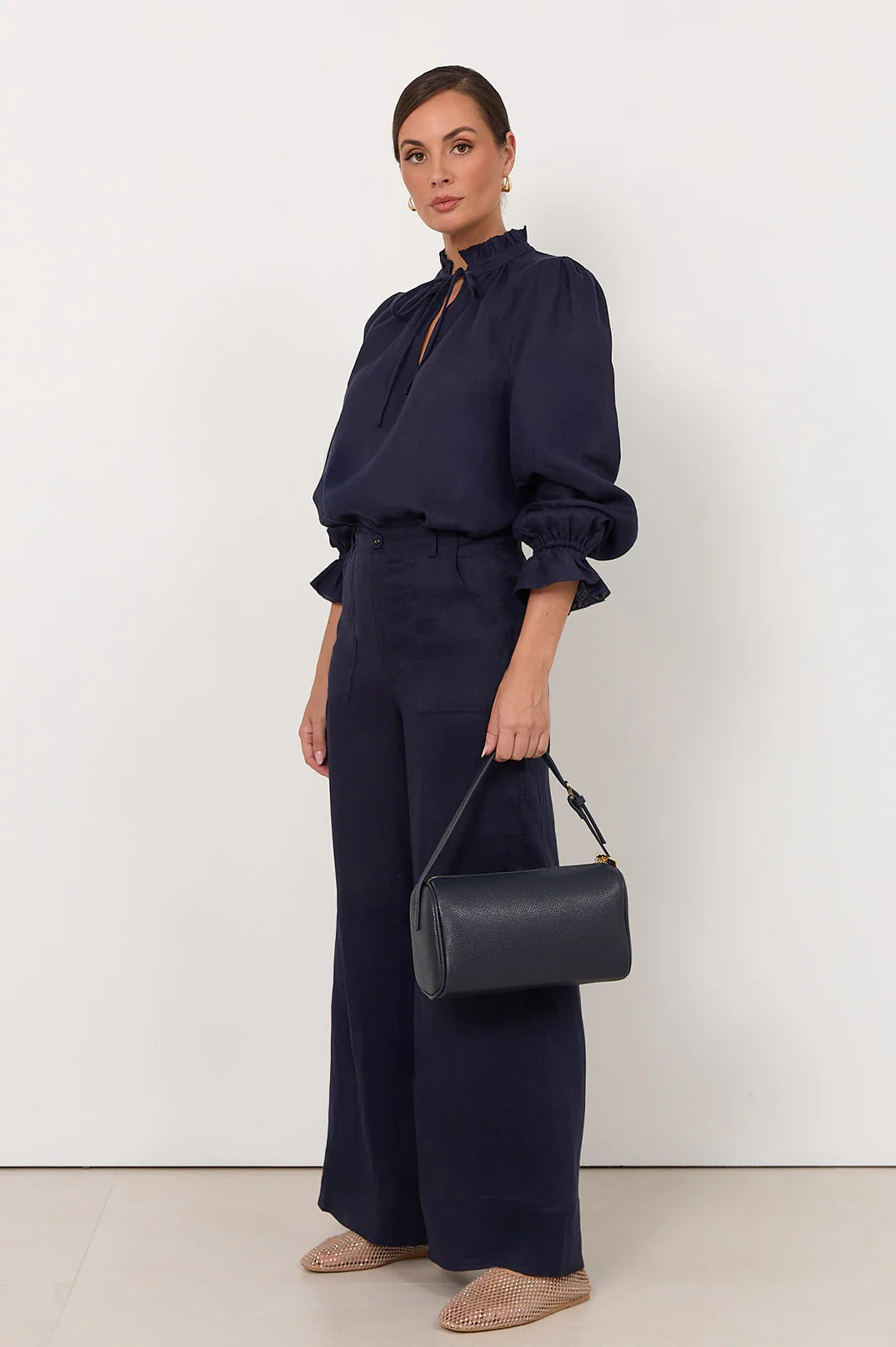 Adorne Ladies Avalon Wide Leg Linen Pant
