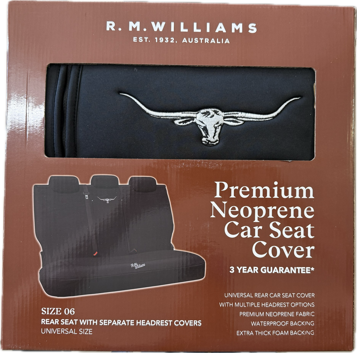 Rm Williams Premium Neoprene Rear Seat Cover Boxed Set