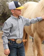 Cinch Boy's White Geometric Print Button Down Shirt - MTW7060413