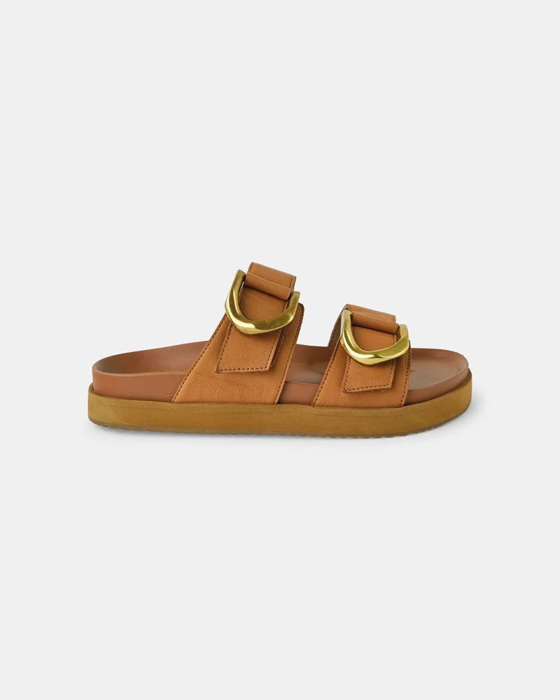 Walnut Ladies Mint Leather Slide - Coconut Tan