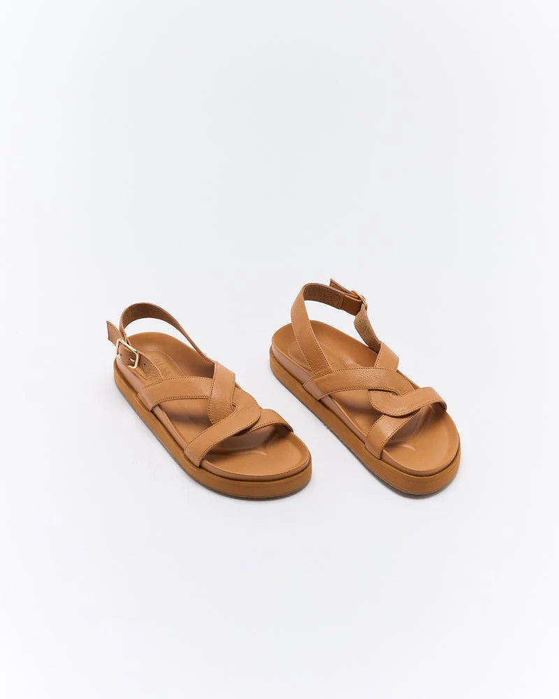 Walnut Ladies Murphy Leather Sandals - Coconut Tan