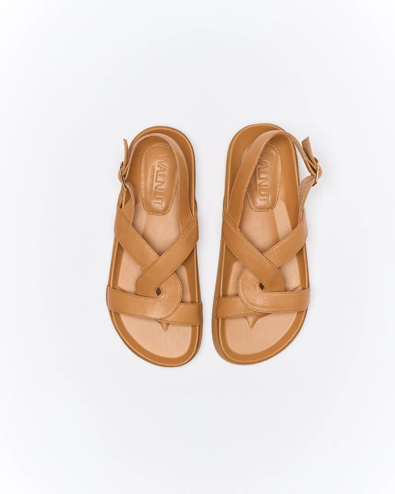 Walnut Ladies Murphy Leather Sandals - Coconut Tan