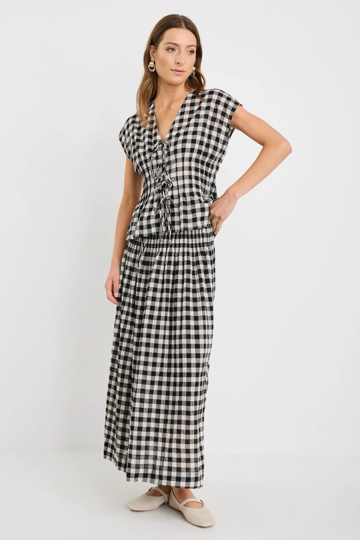 Ivy & Jack Nouveau Black Gingham Tie Front Vest