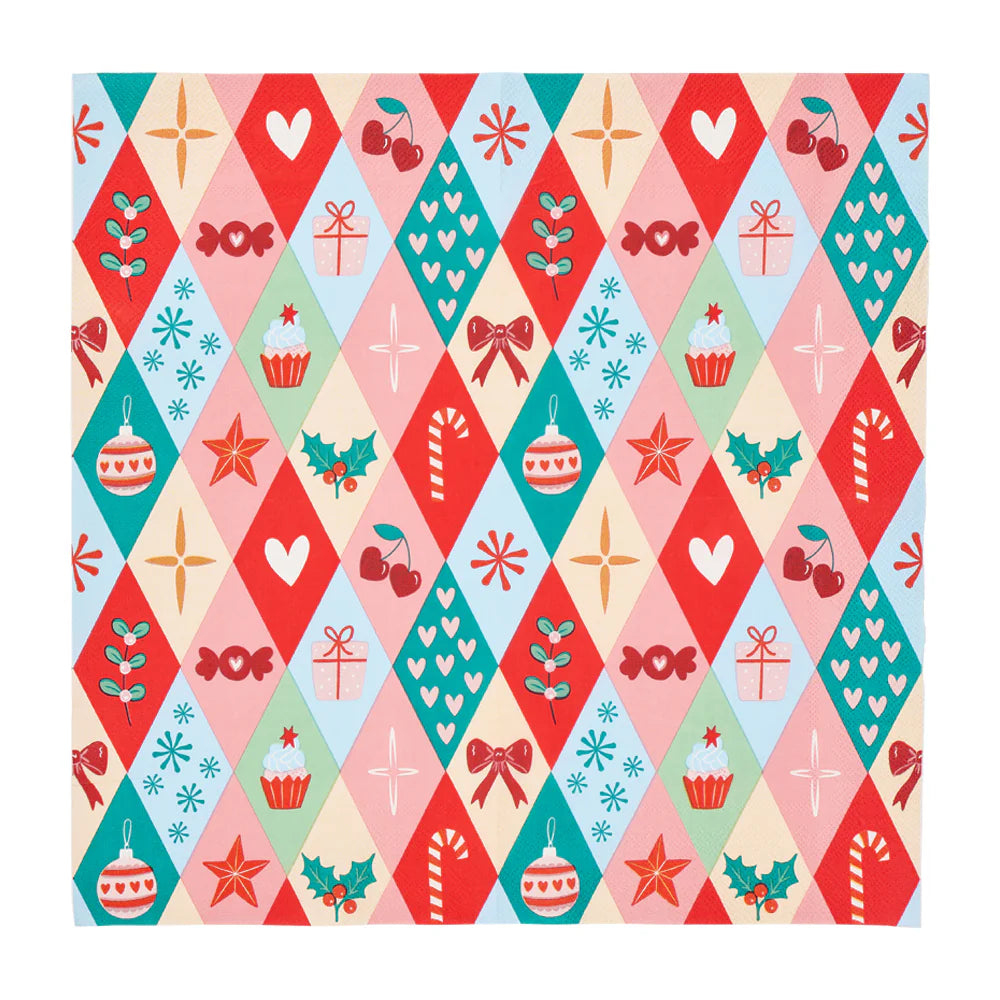 Annabel Trends Paper Napkins - Christmas Harlequin