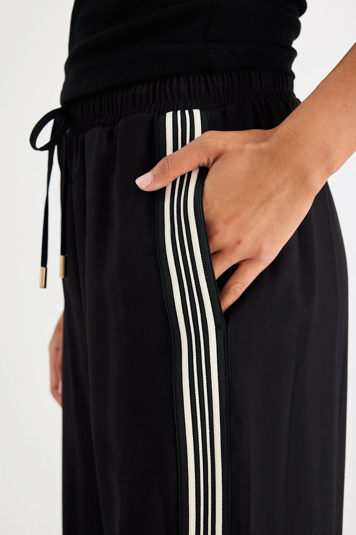 Vibe Black Jacquard Stripe Wide Leg Pants