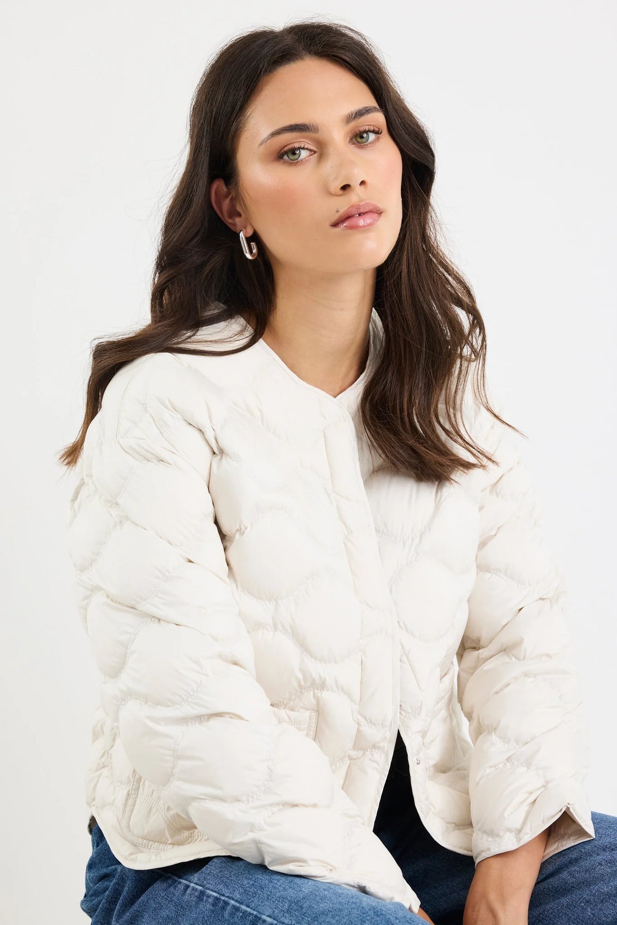 By Rosa Ladies Premium Putty Down Filled Quilted Puffer Jacket - Putty