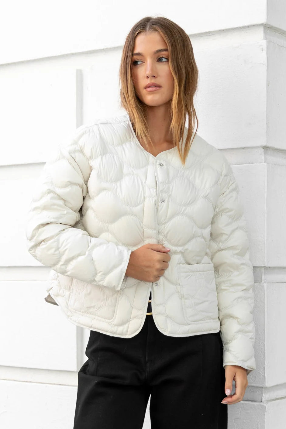 By Rosa Ladies Premium Putty Down Filled Quilted Puffer Jacket - Putty