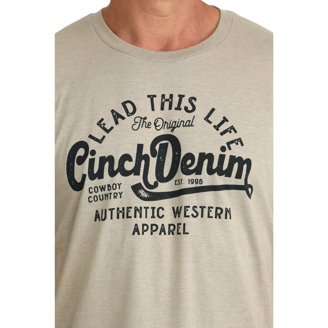 Cinch Men’s T-Shirt ‘Lead this Life’ Khaki MTT1690723 KHA