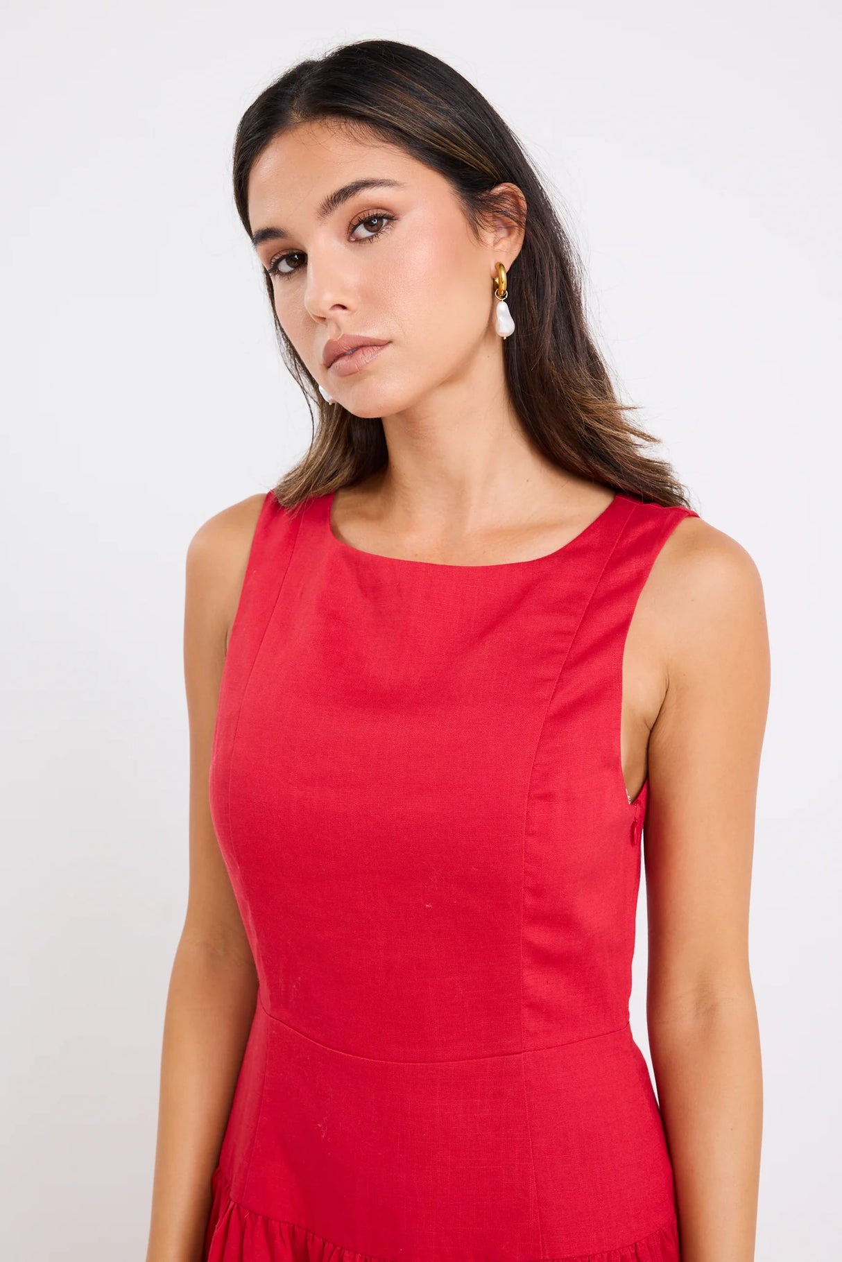 Flo & Frankie Ladies Results Linen Blend Structured Maxi Dress