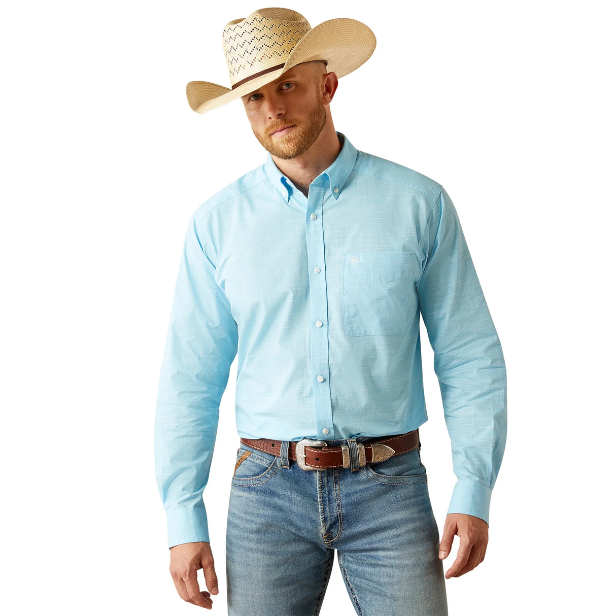 Ariat Mens Solid Classic Fit Western Shirt - Light Blue