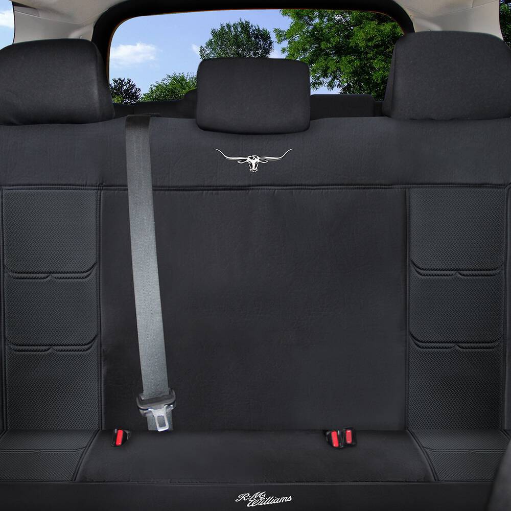 R.M.Williams Woven Seat Covers Black Adjustable Headrests Size 06H Rear Seat