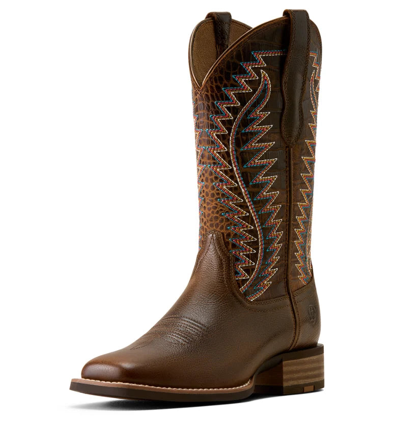 Ariat Women's Monte Vista Wicker Wide Square Toe Western Boot | Choc Croc Print