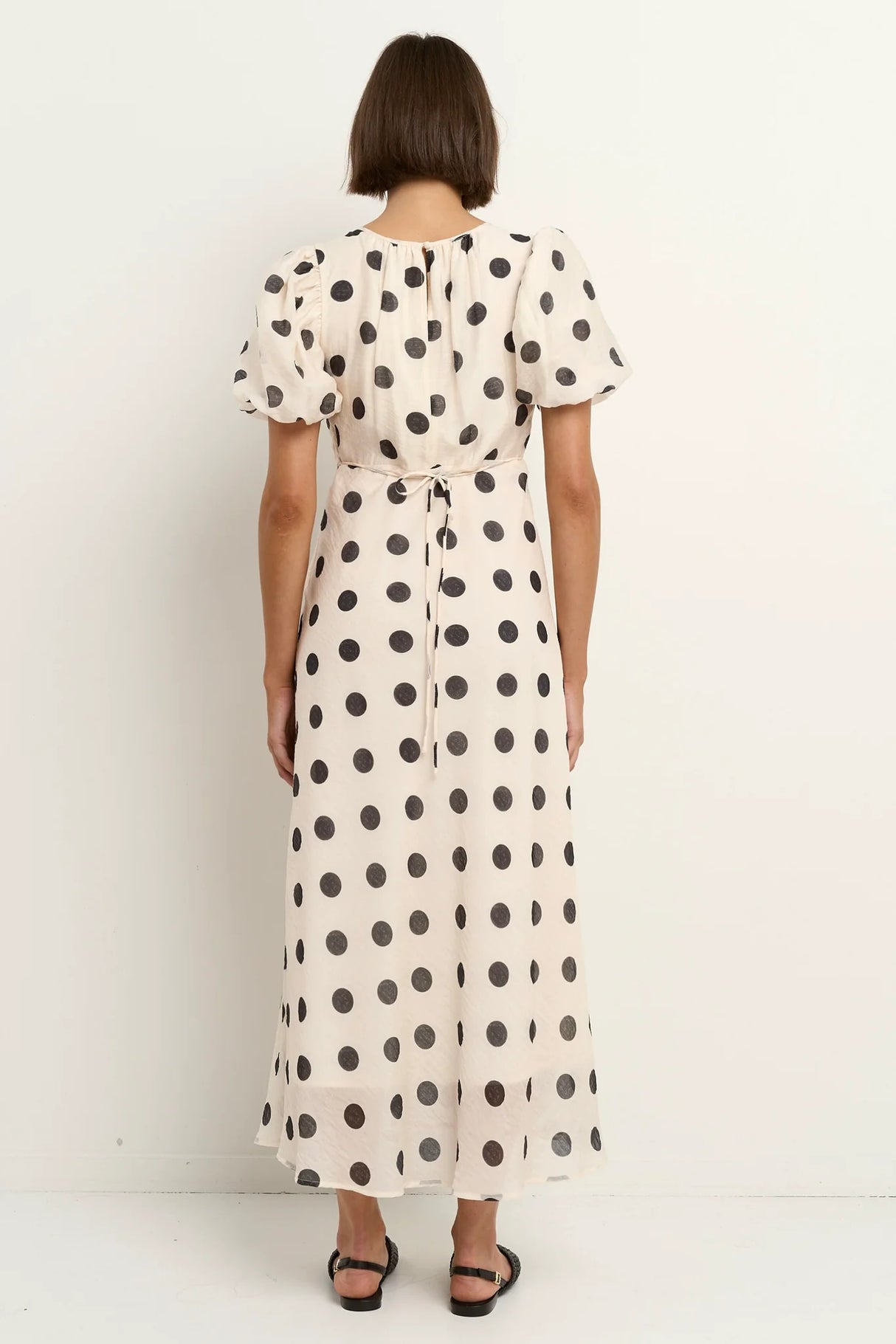Flo & Frankie Ladies Stage Polka Dot Puff Sleeve Maxi Dress