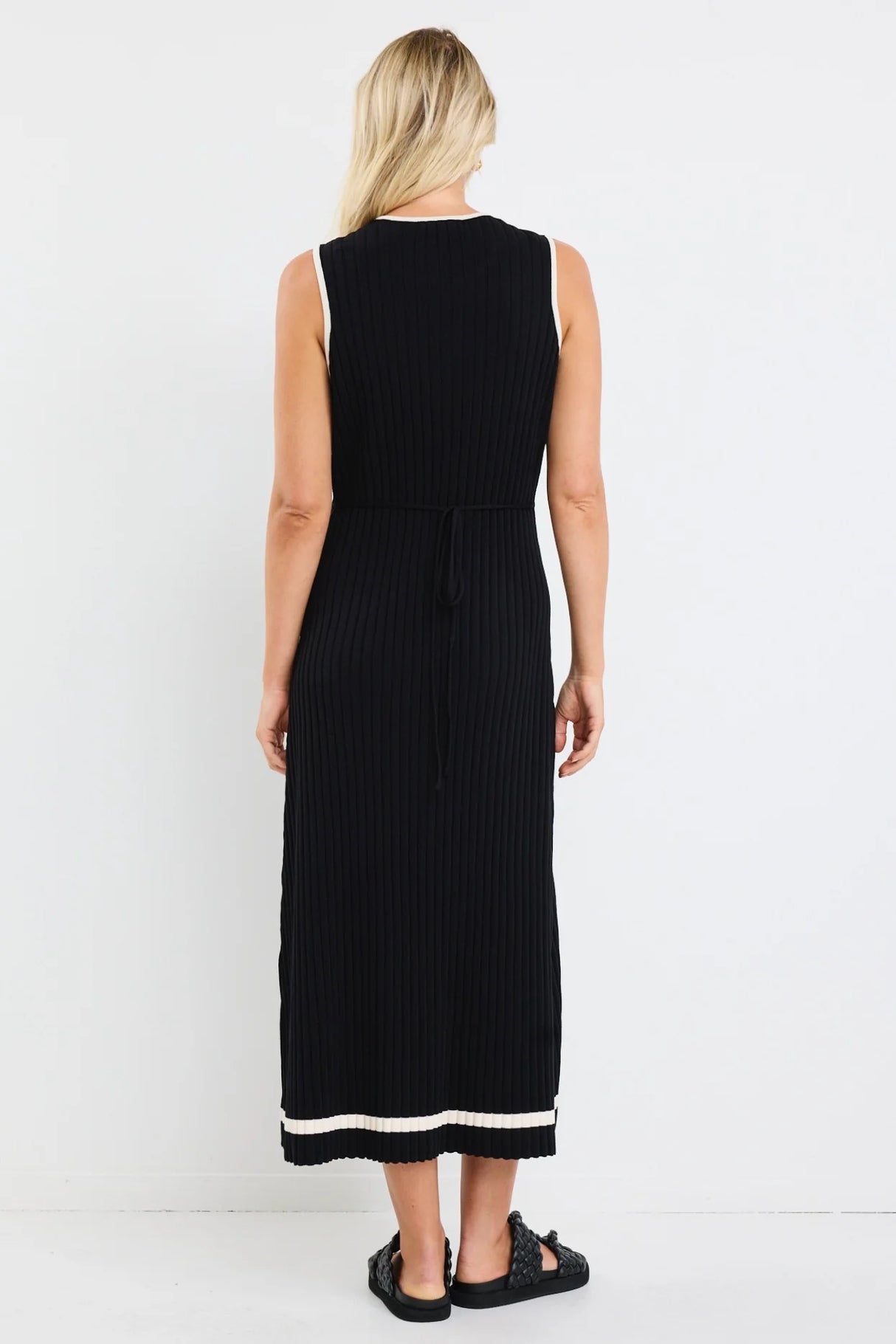 Flo & Frankie Ladies Vanity Black Rib Sleeveless Knit Maxi Dress