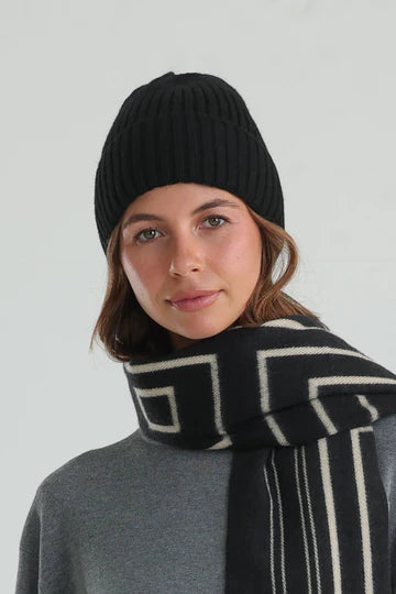 Morgan & Taylor Mia Wool-Blend Beanie - Black