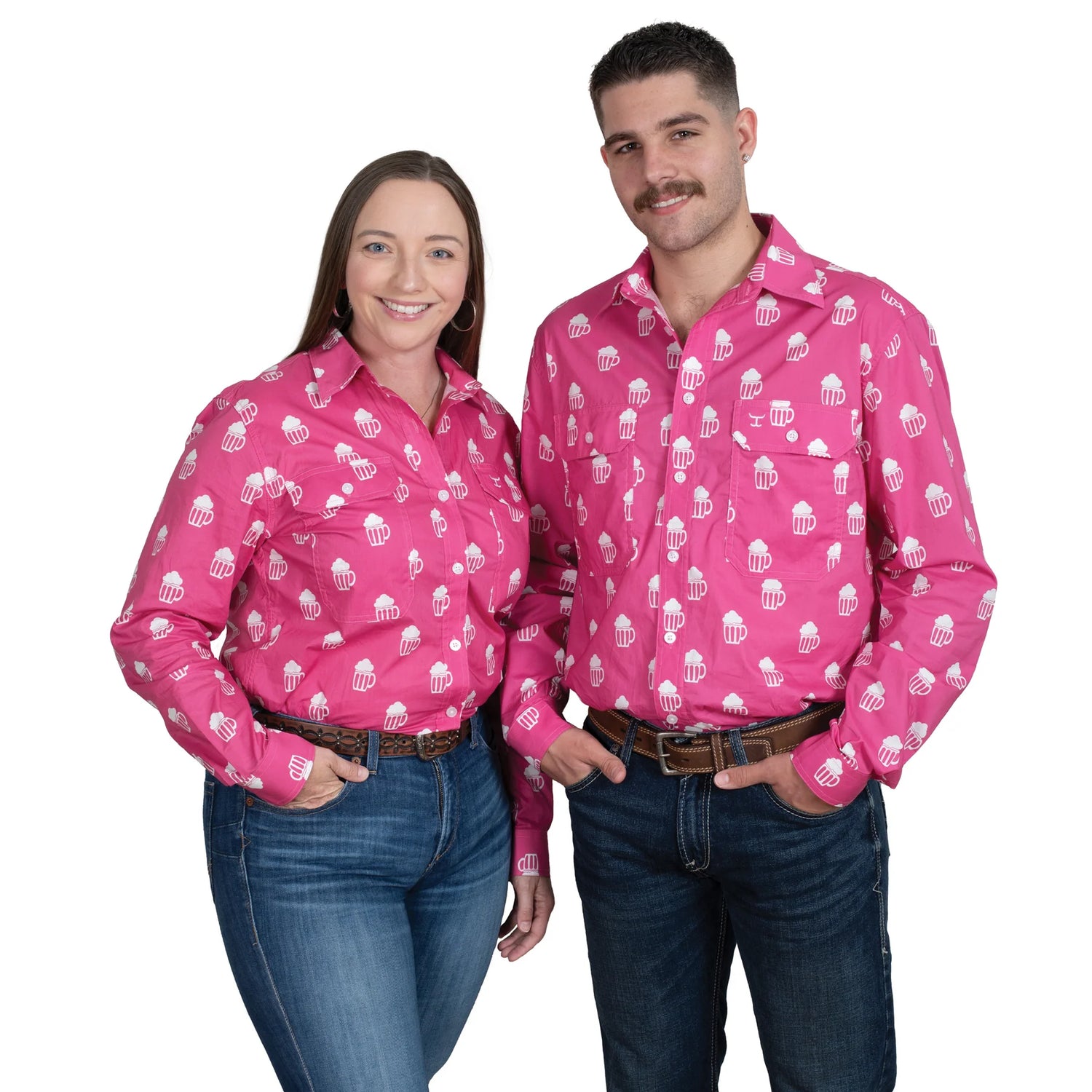 Just Country Ladies Abbey Full Button Print Work Shirt - Rose Brew
