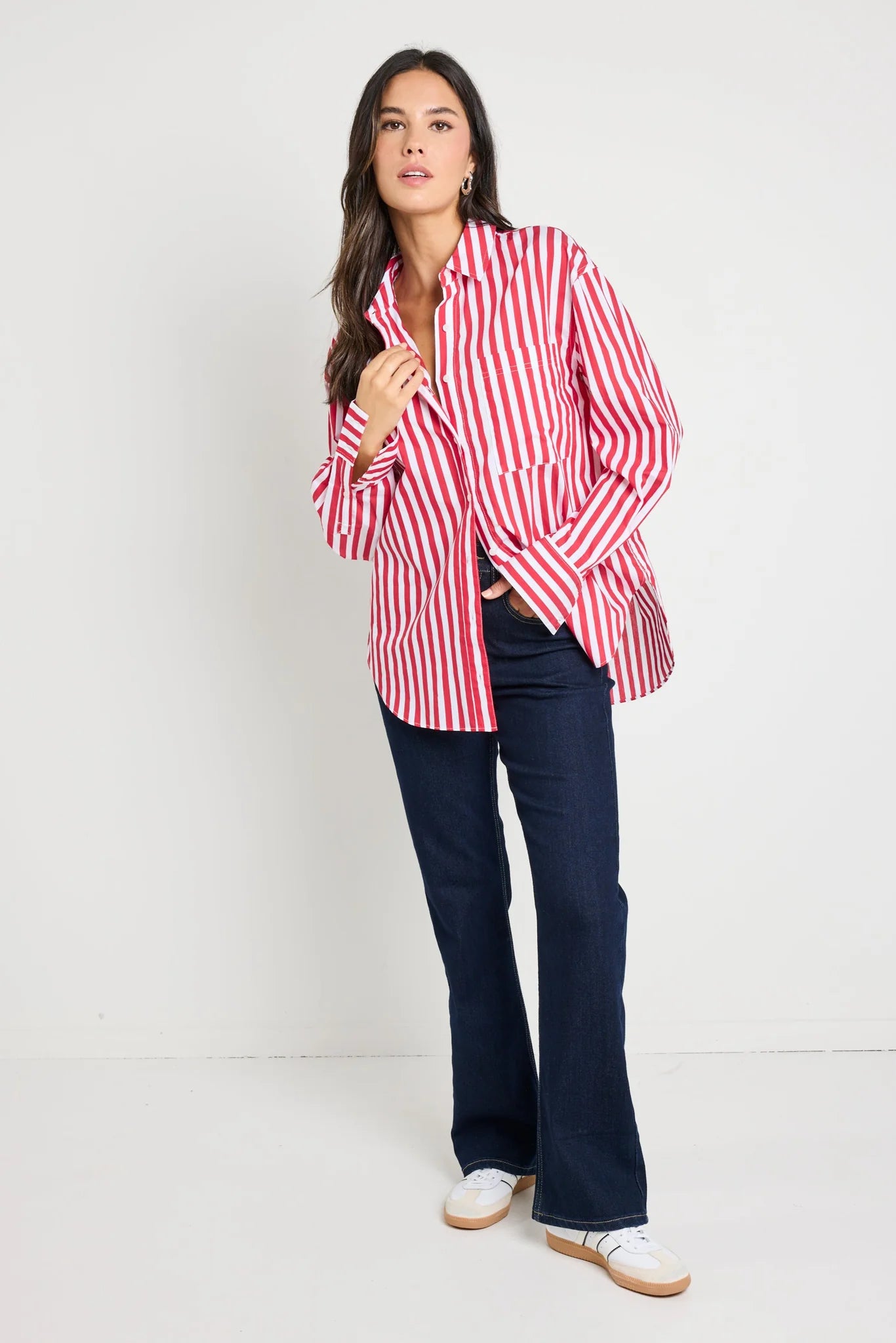 Flo & Frankie Ladies You Got This Stripe Oversized Boyfriend Shirt
