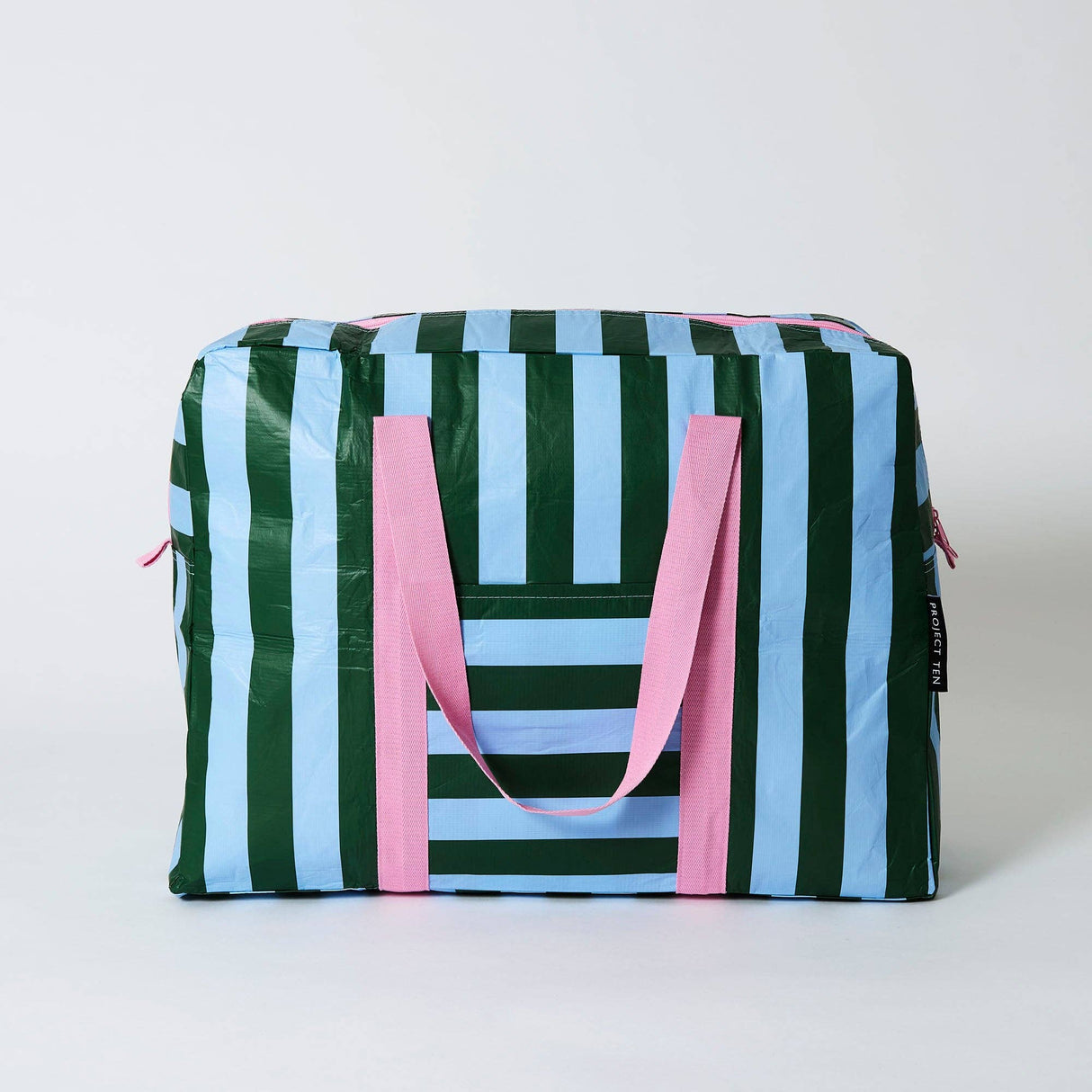 Project Ten Green Blue Stripe Overnight Bag