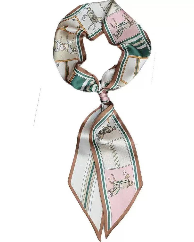 Greenwood Designs - Satin Neck Scarves & Bag Ties - Horsing Around Beige