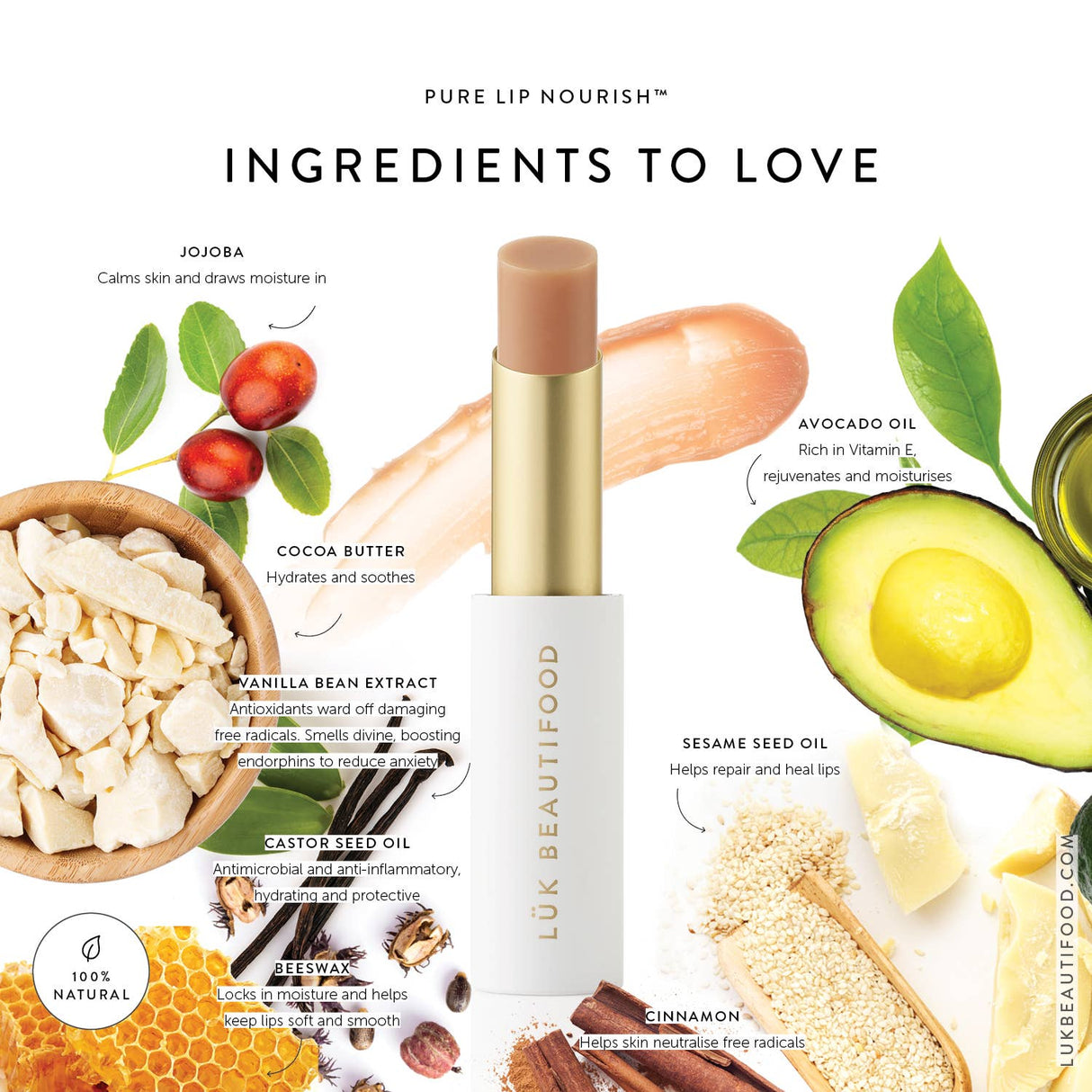 LÜK BEAUTIFOOD Lip Nourish™ Sheer Lipstick - Pure