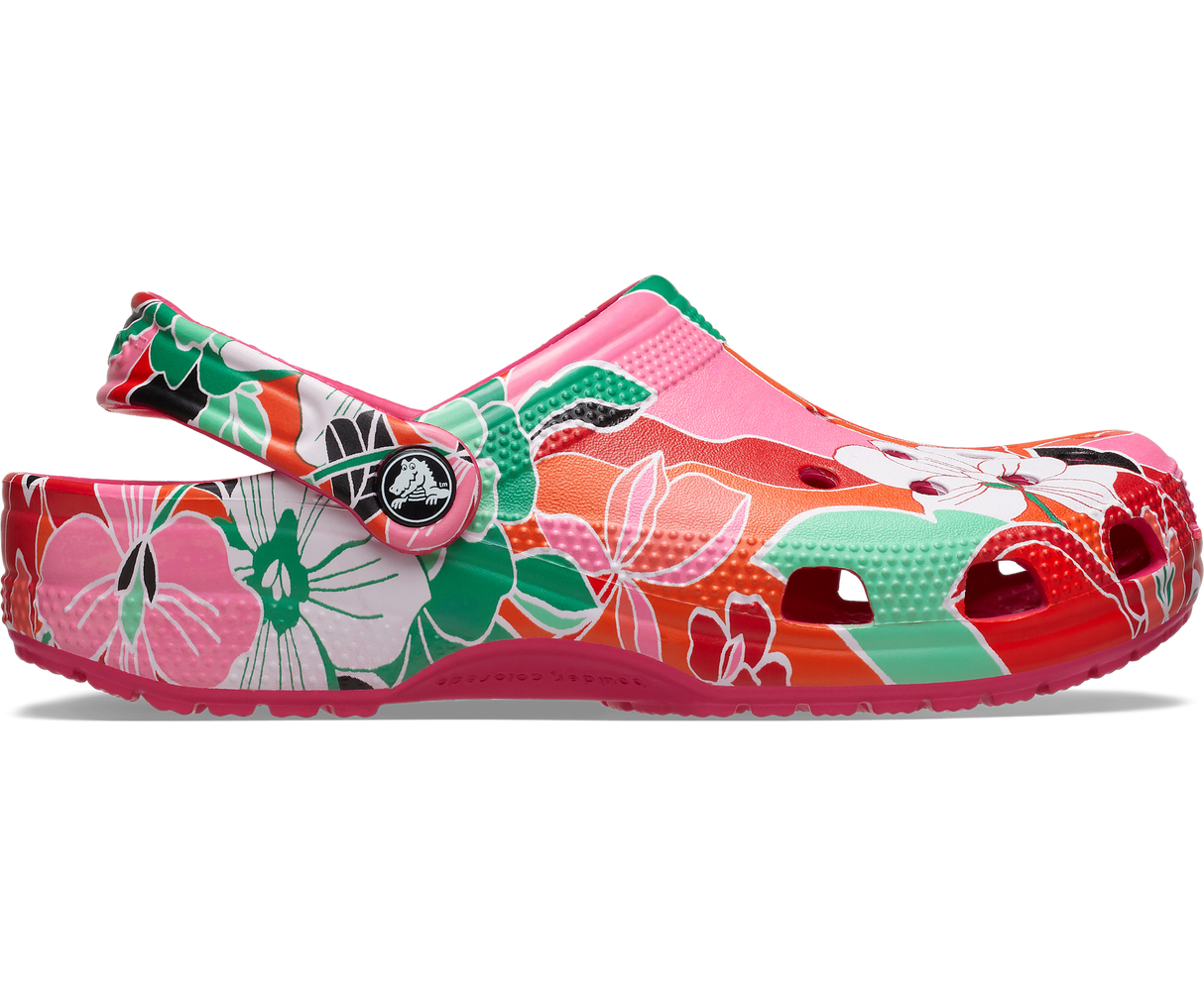 Crocs Kids Classic Woodcut Floral Clog Dragonfruit