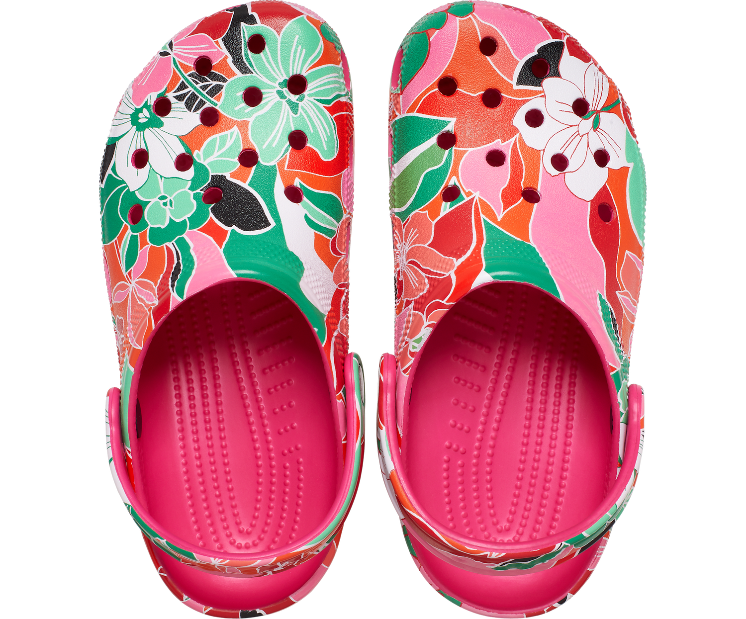 Crocs Kids Classic Woodcut Floral Clog Dragonfruit