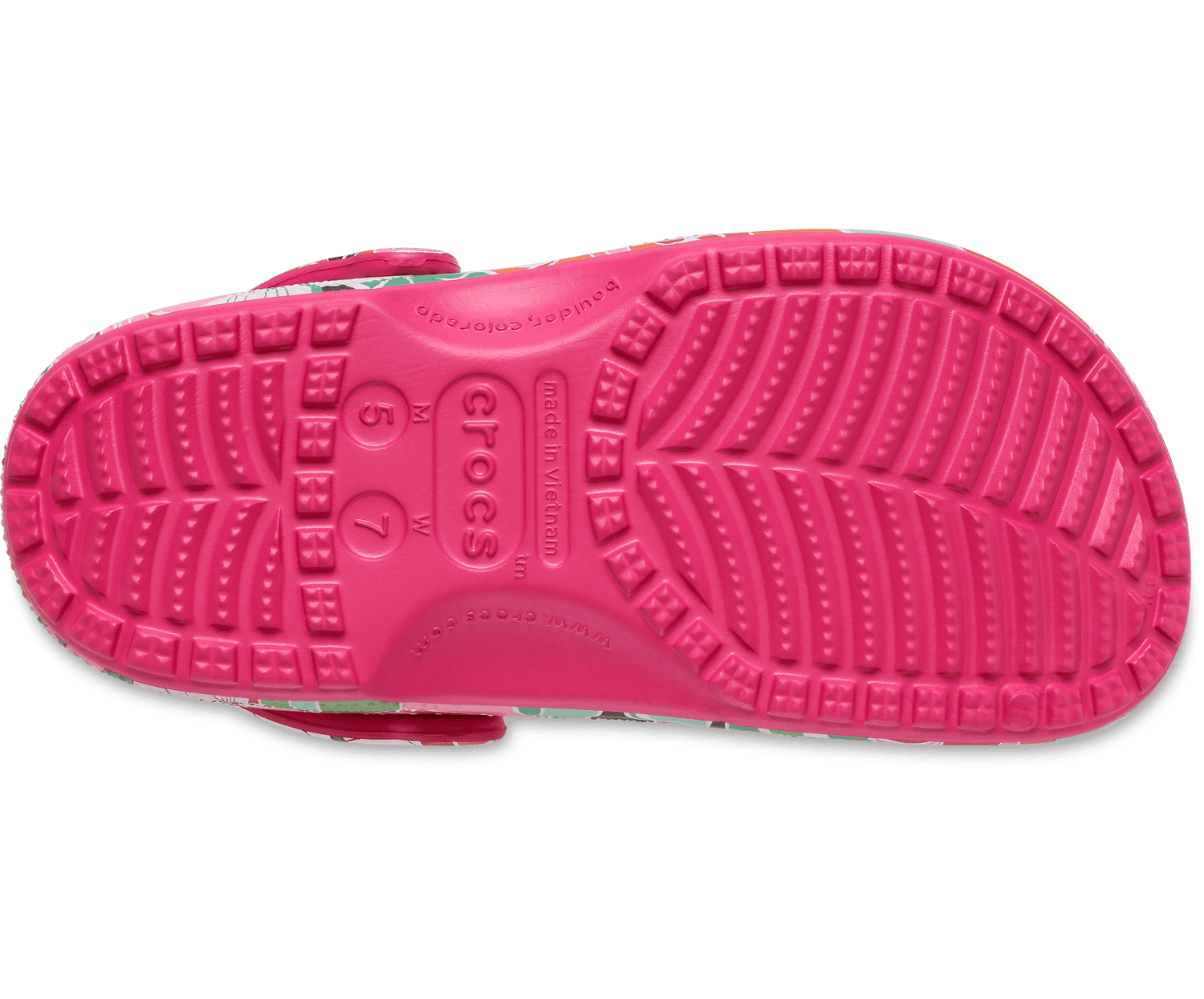 Crocs Kids Classic Woodcut Floral Clog Dragonfruit