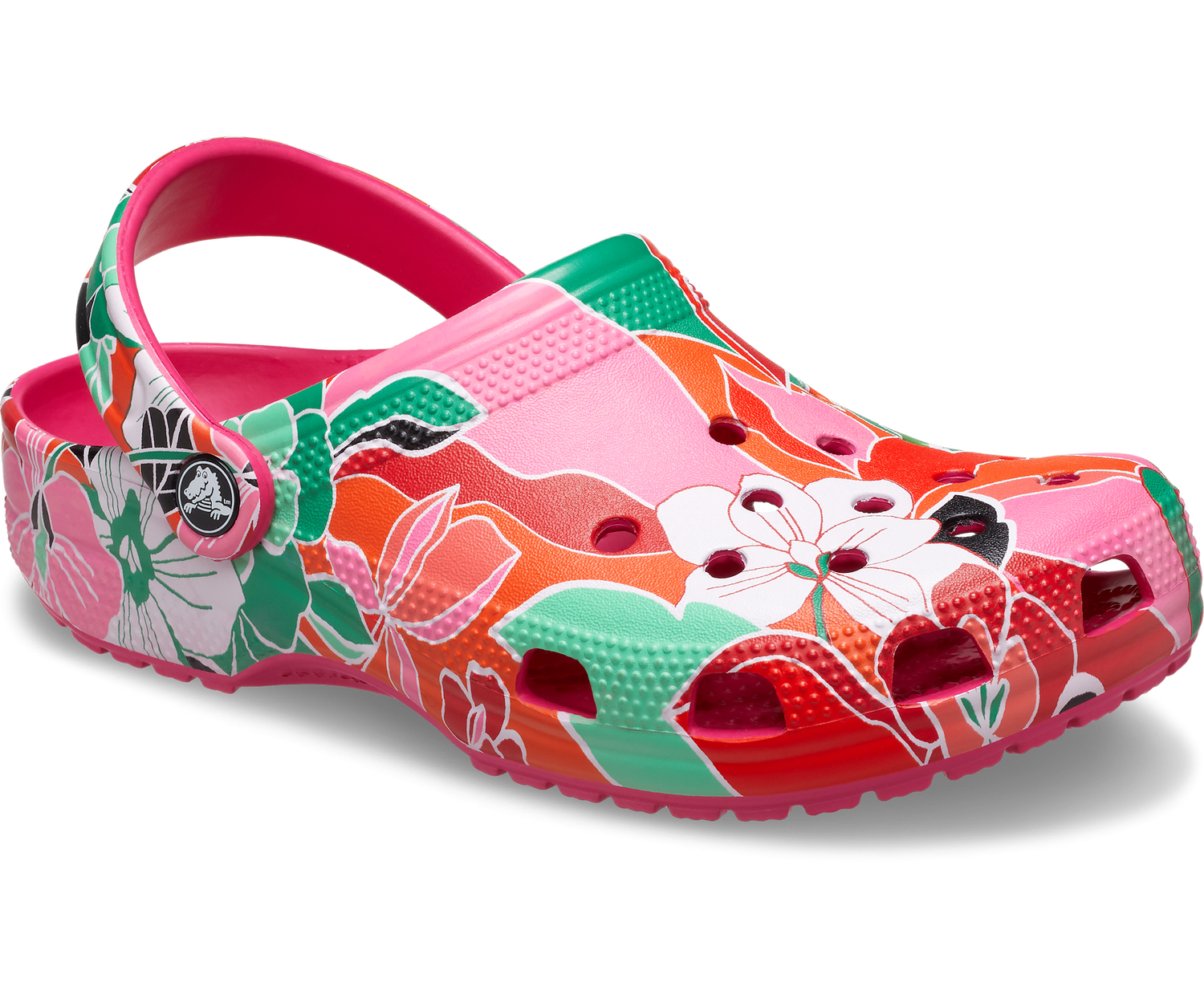 Crocs Kids Classic Woodcut Floral Clog Dragonfruit