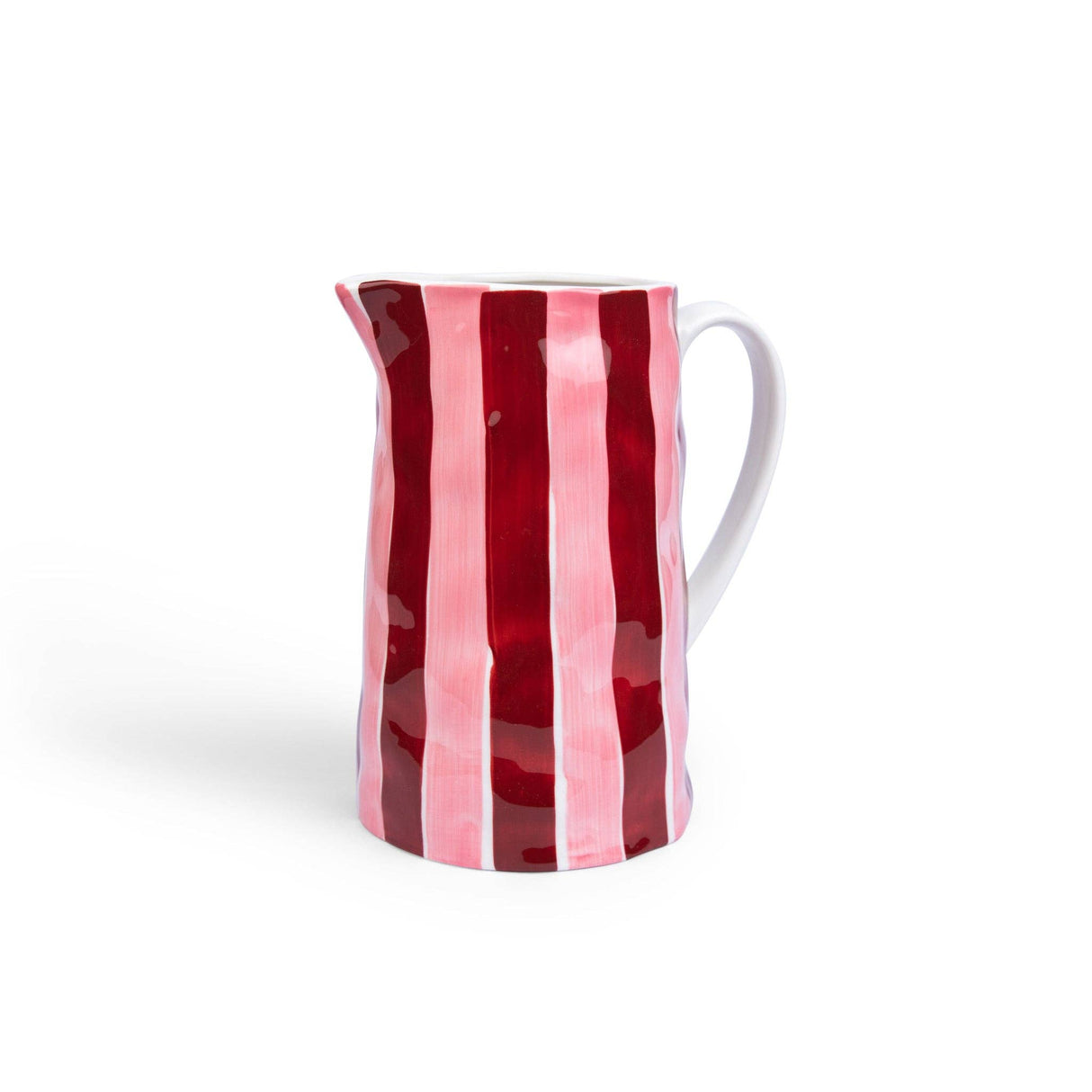 Noss and Co - Ceramic Medium Jug | Burgundy & Pink Stripe
