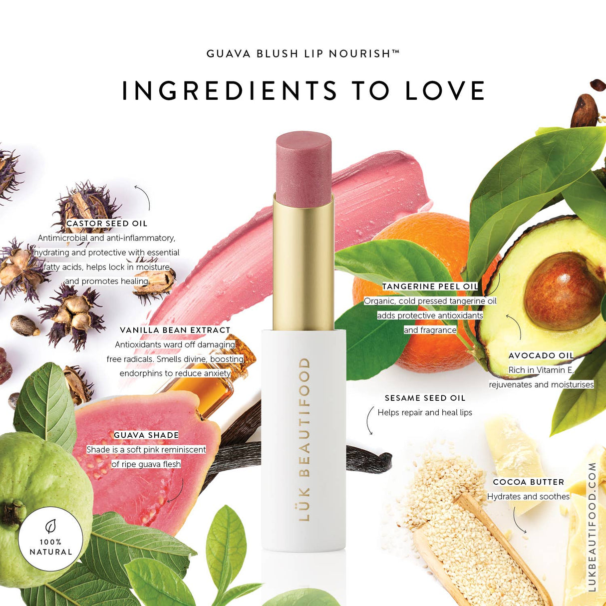 LÜK BEAUTIFOOD Lip Nourish™ Sheer Lipstick - Guava Blush