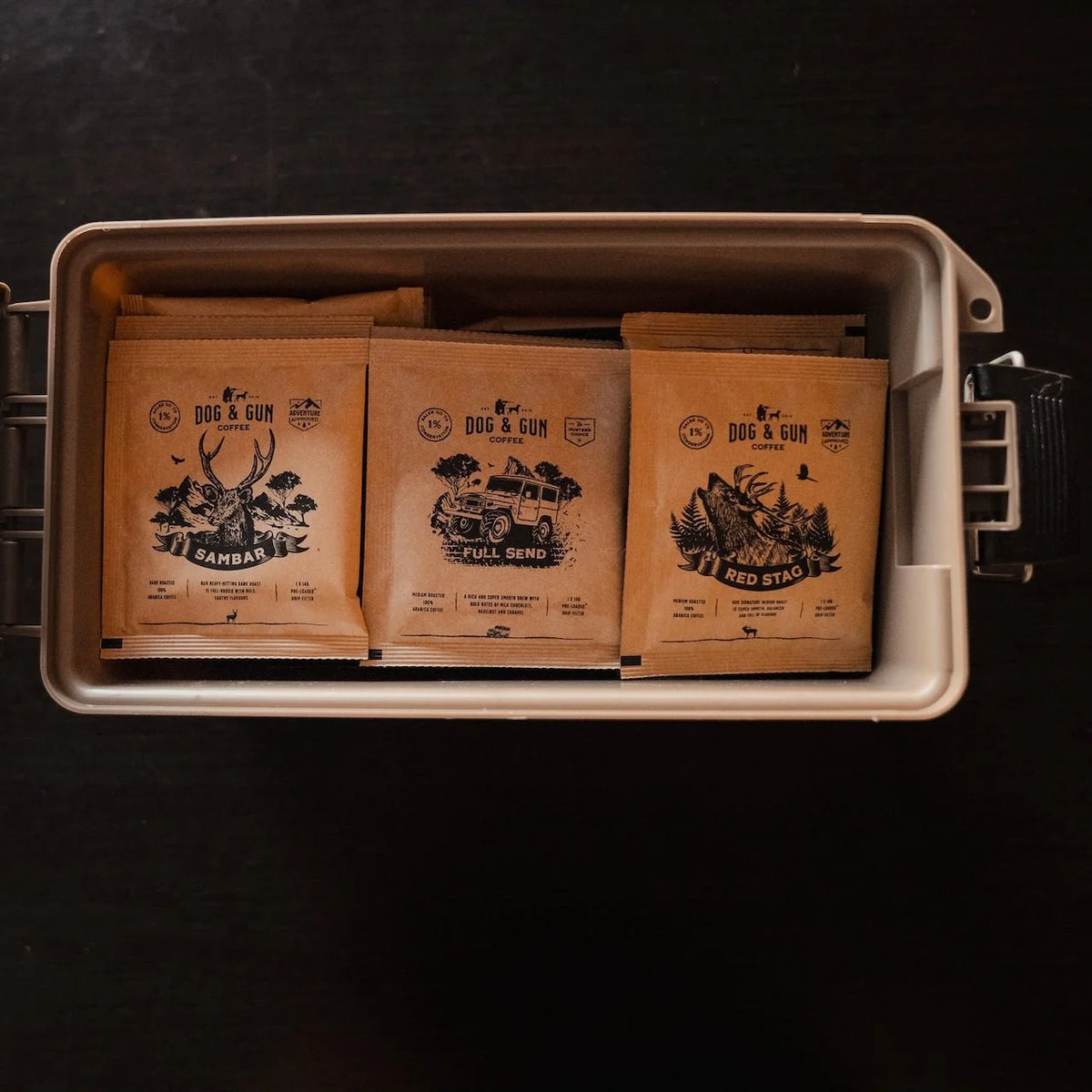 Dog & Gun Reload Pack - Ammo Case with 48 Drip Coffee Filters