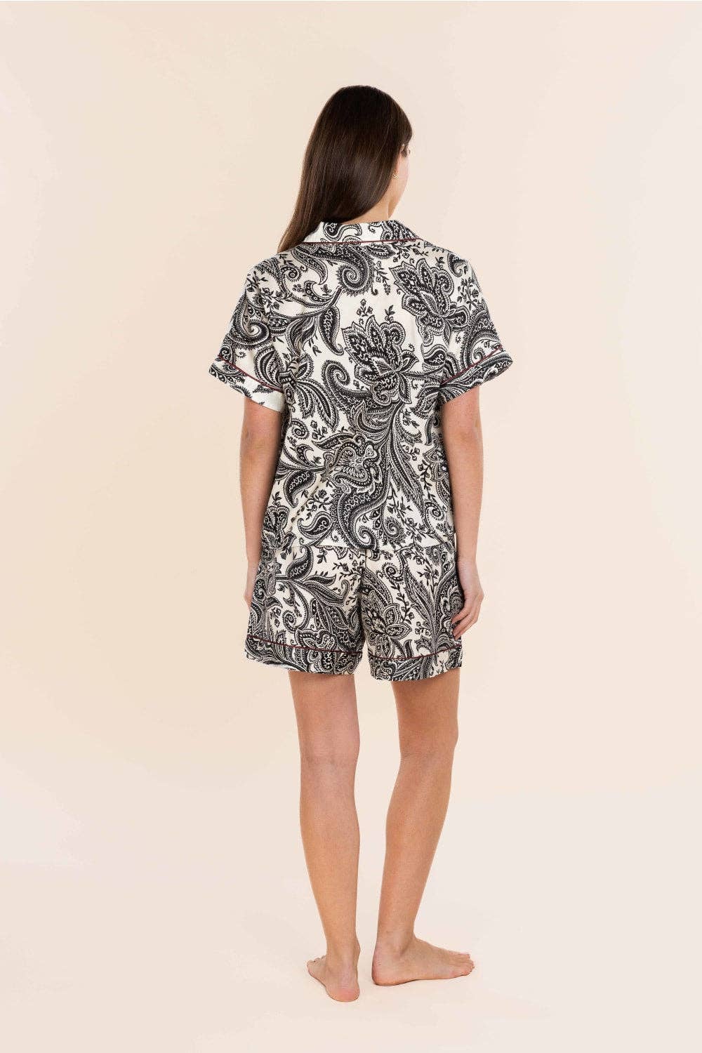 Gingerlilly Cotton Sateen Short Pyjama Set - Daphne B&W Paisley