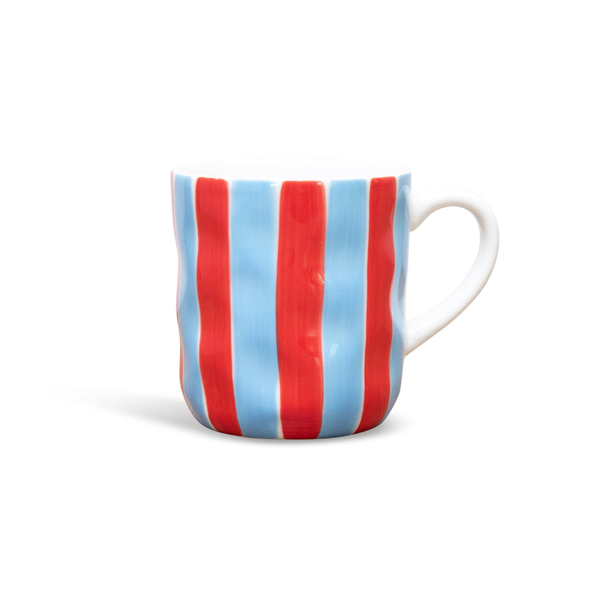 Noss and Co - Ceramic Mug | Cornflower Blue & Red Stripe