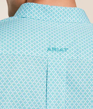 Ariat Mens Westin Short Sleeve Shirt - White/Turquoise