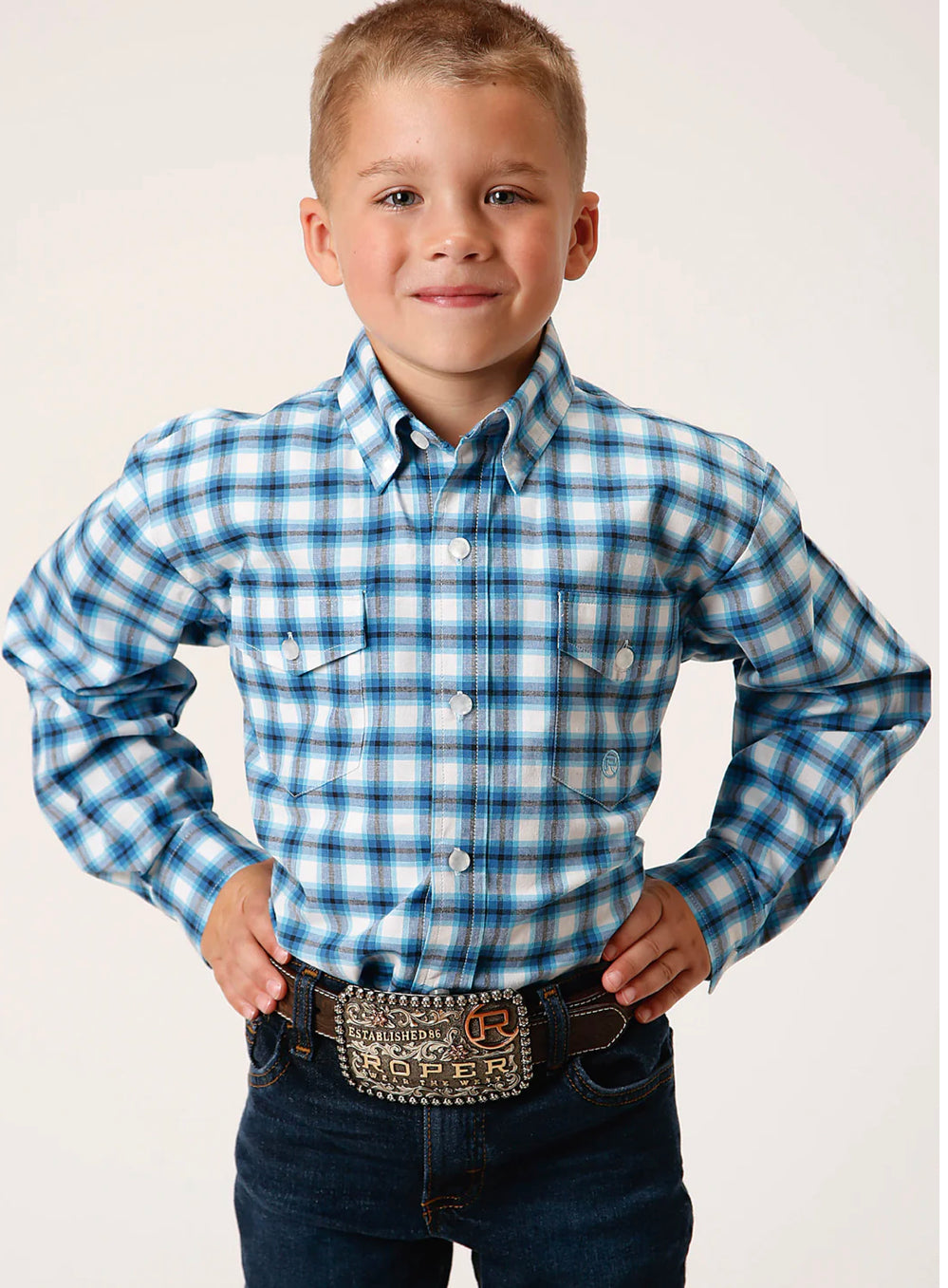 Roper Boys Amarillo Shirt Blue Check