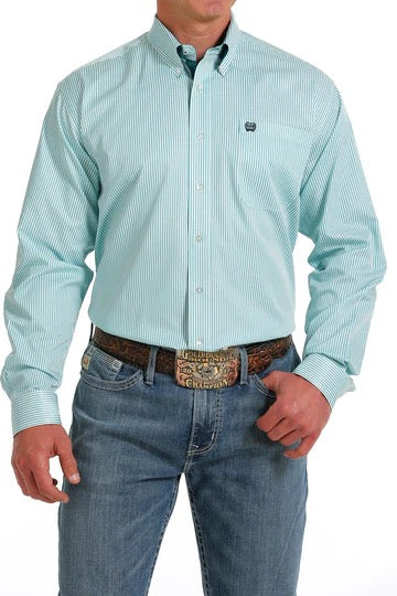 Cinch Mens Tencel Shirt - White / Green