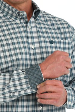 Cinch Men's Plaid Button Down Western Shirt - Cream - MTW1105897