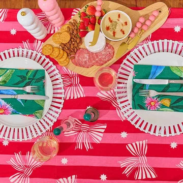 Annabel Trends Linen & Cotton Tablecloth - Red Pink Bow