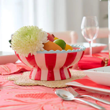 Annabel Trends Ceramic Fruit Bowl - Red Stripe
