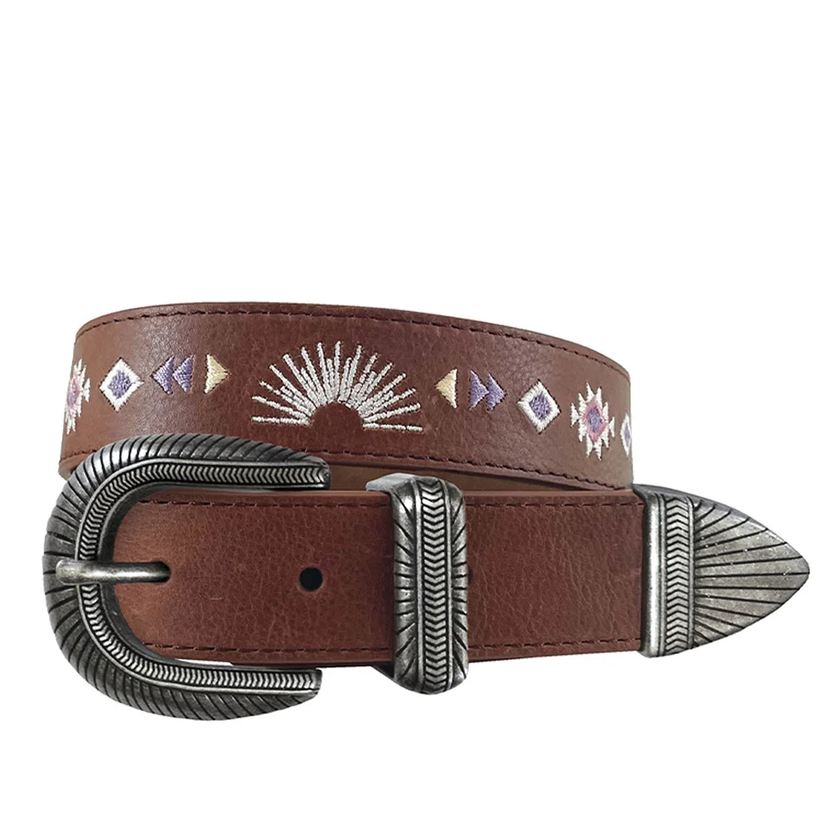 Roper Girls Buffalo Leather with Aztec Embroidery Belt