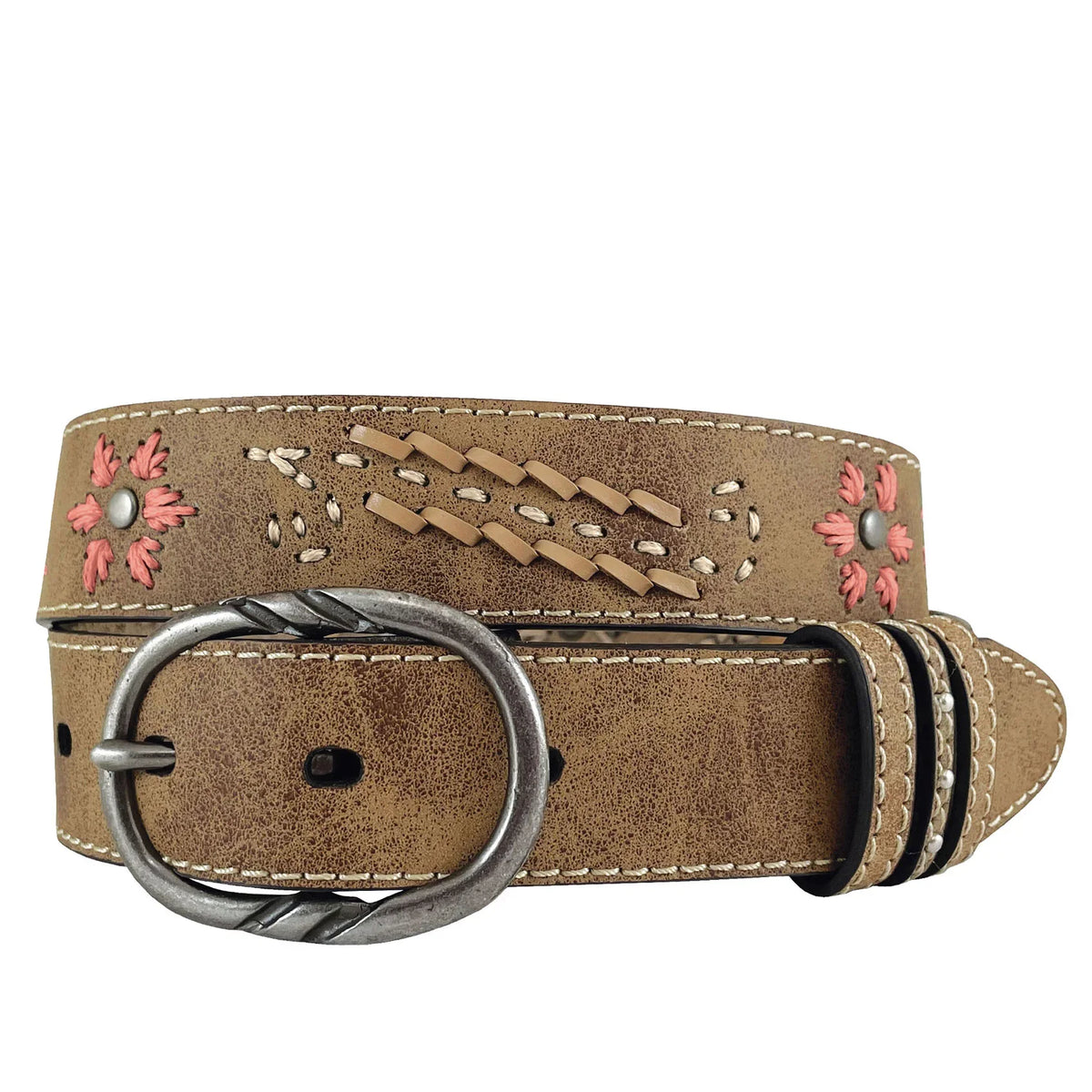 Roper Girls Leather with Embroided Flowers and Lacing Belt