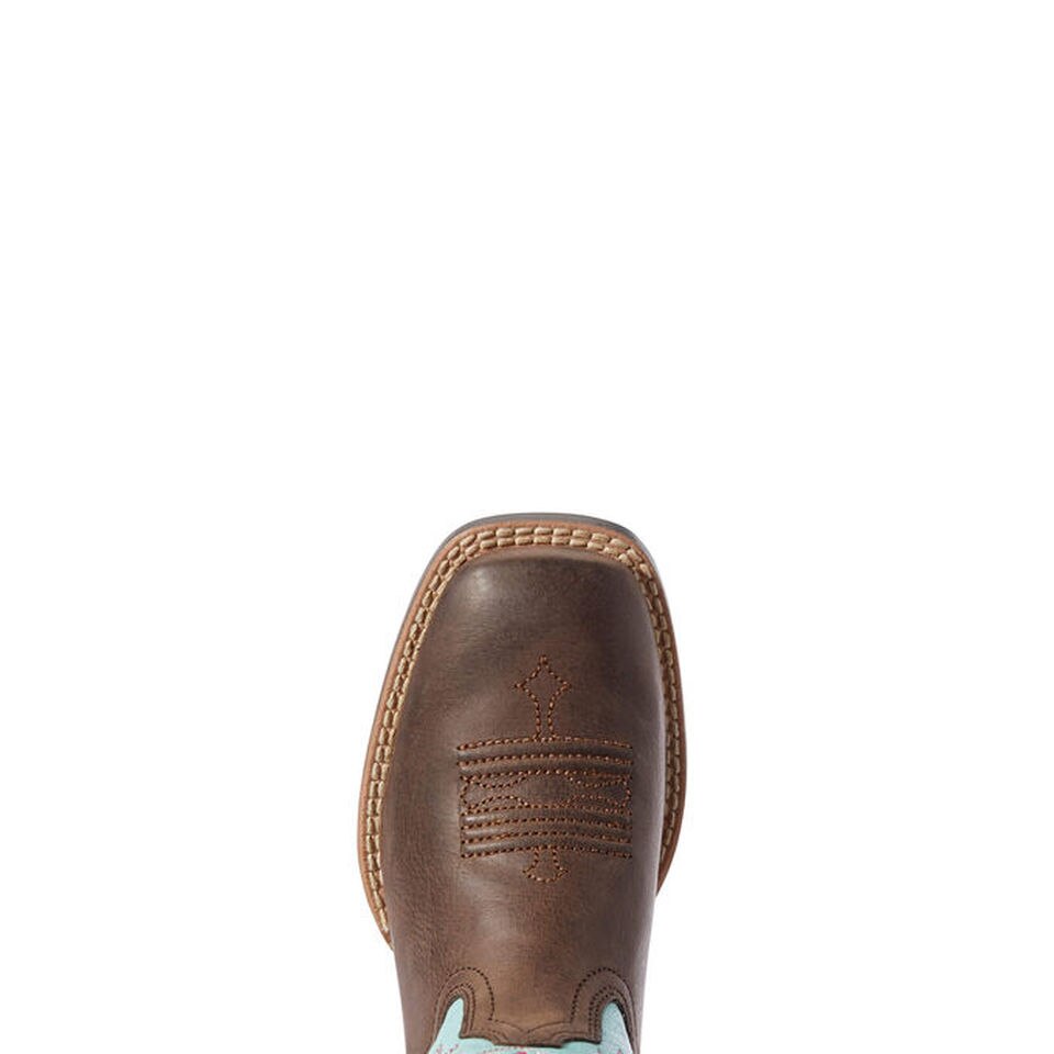 Ariat Girls Tombstone Boots Brown/Bell Blue