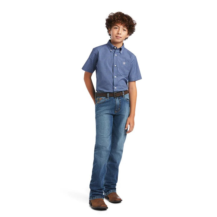 Ariat Boy's Pro Series Brady Shirt Carbon Blue