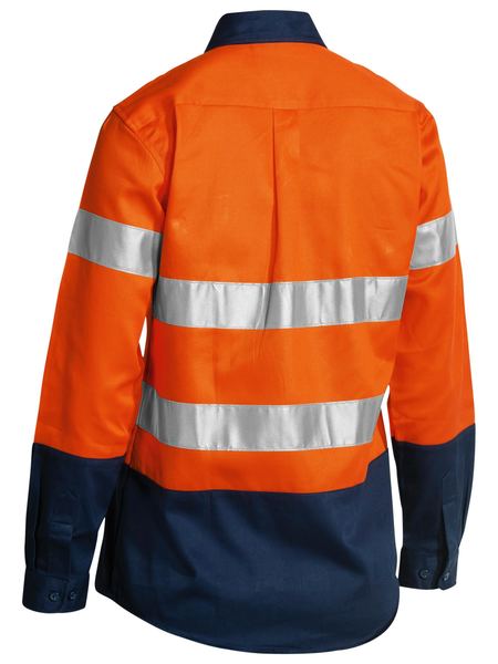 Bisley Ladies 2 Tone Hi Vis Reflective Tape Long Sleeve Drill Shirt BLT6456