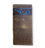 Roper Wallet - Rodeo Tooled Leather Turquoise Dark Brown