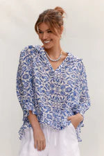 Adorne Ladies Annabelle Casablanca Top - Blue