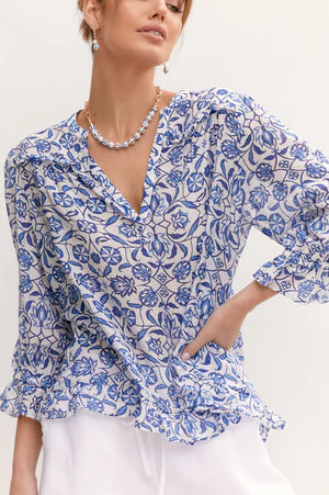 Adorne Ladies Annabelle Casablanca Top - Blue