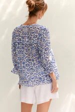 Adorne Ladies Annabelle Casablanca Top - Blue