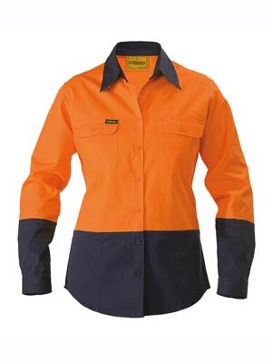 Bisley Ladies BL6267 Hi Vis Drill Shirt Long Sleeve