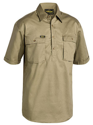 Bisley Mens BSC1433 Closed Front Cotton Drill Short Sleeve Shirt